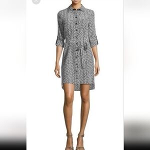 Diane Von Furstenberg Silk Patterned Shirt Dress Size 6